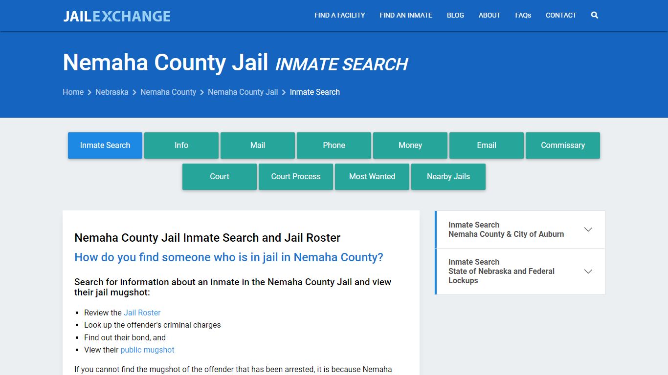 Inmate Search: Roster & Mugshots - Nemaha County Jail, NE
